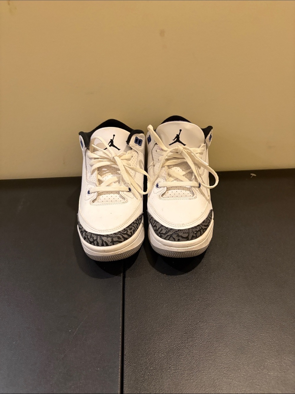 Jordan Kids White & Black Retro Sneaker with Elephant Print